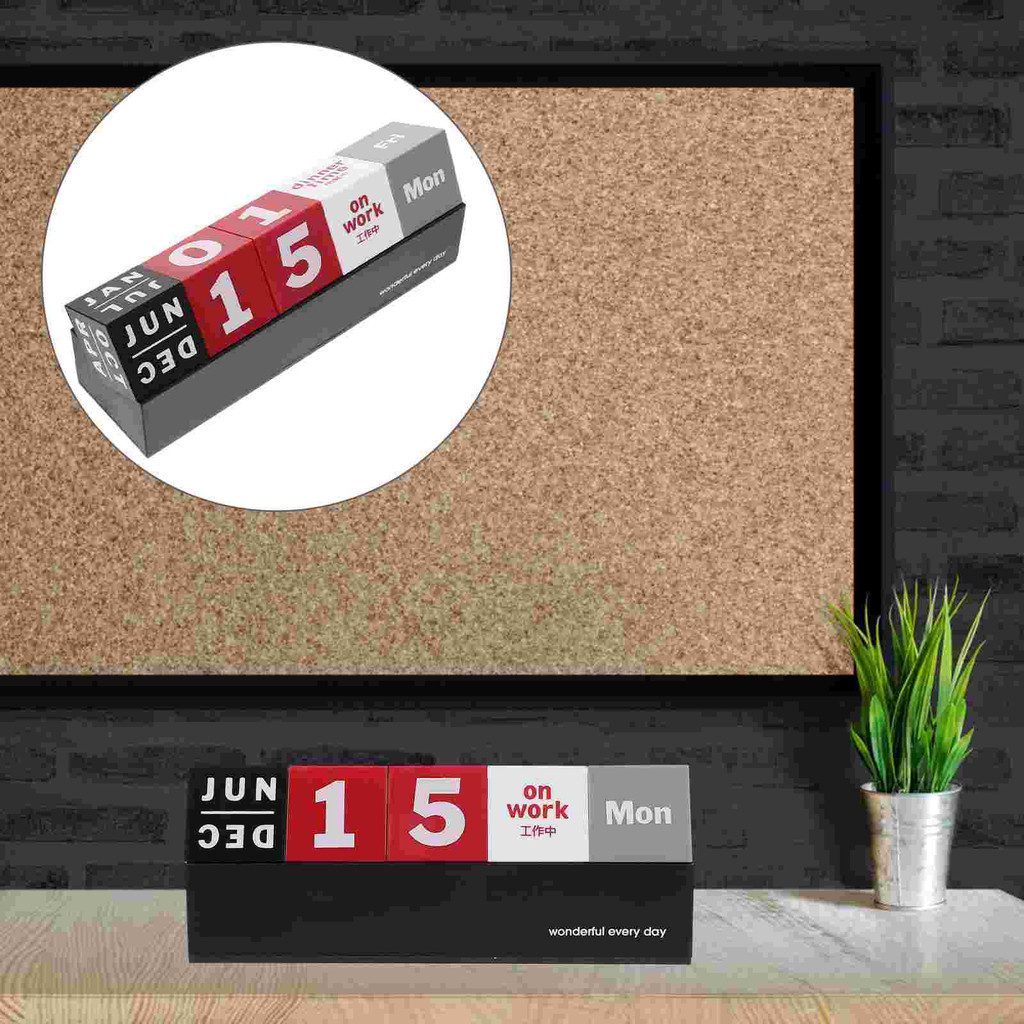 Kitchen Calendar Table Wooden Block Perpetual Desk Cube Blocks Month ...
