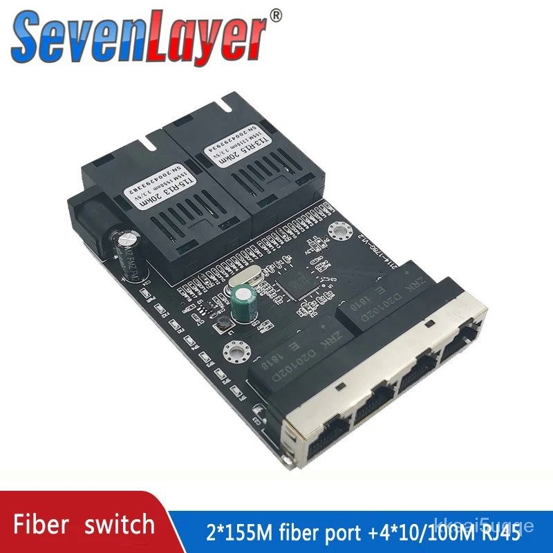 Ethernet switch Fiber Optical Media Converter Single Mode 4 RJ45 and 2 ...