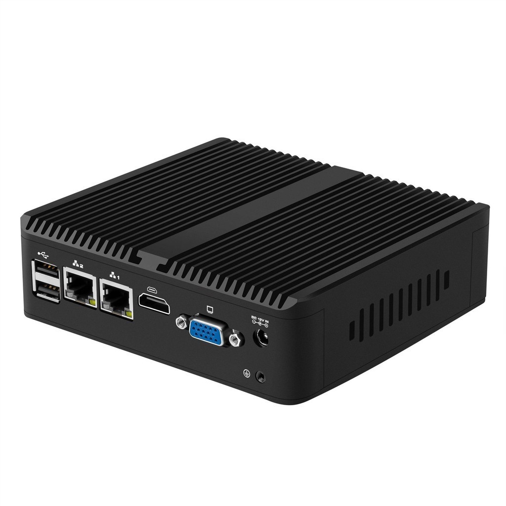 Small minipc Linux Win10 Win11 fanless box pc barebone 2 ethernet ports ...