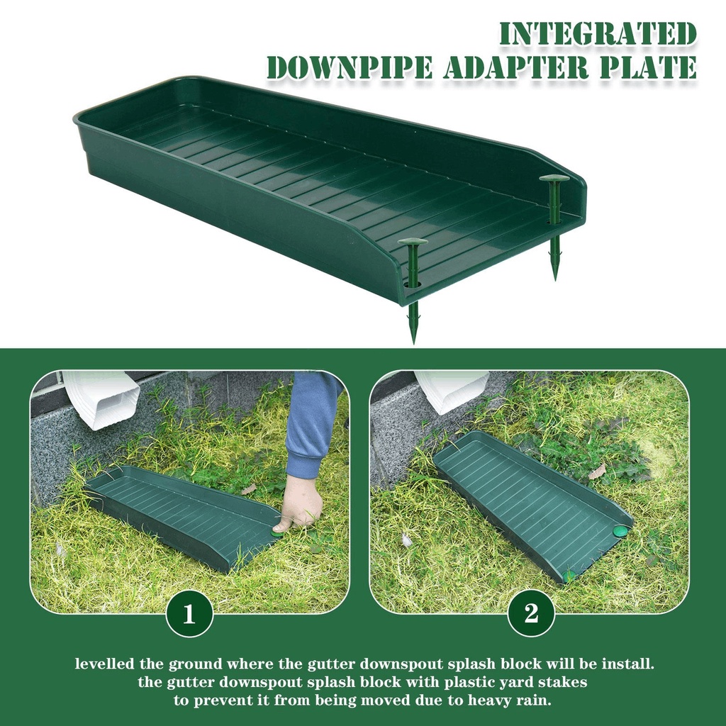 2pcs Rain Gutter Downspout Splash Block Downspout Splash Block Drainage ...