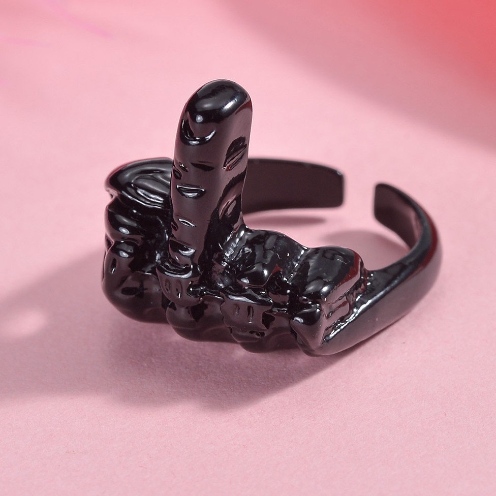 Simple Trend Funny Middle Finger Ring Hip Hop Fuxk You Vintage Rings ...