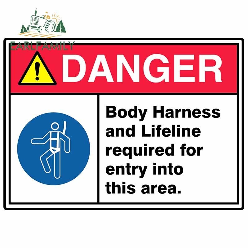 ┱EARLFAMILY 13cm x 9.3cm Danger Sign Custom Sticker Body Harness and ...