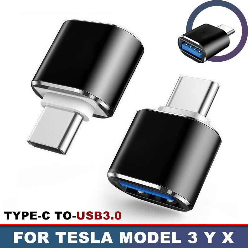 For Tesla Model 3 Y X Car Converter Charging Adapter Type-C To USB-A ...