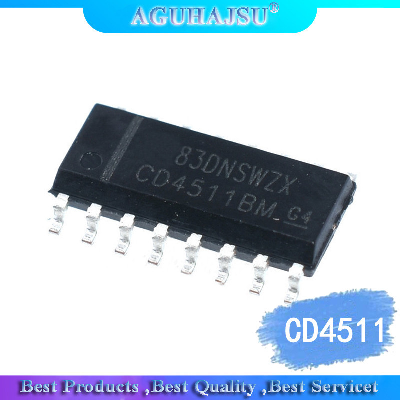 10pcs/lot SMD CD4511 HEF4511 BCD to 7 segment latch decoder SOP-16 new ...