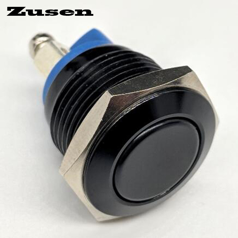 【Zusen 16mm Momentary Self-rest Black Red Blue Metal Push Button Switch ...
