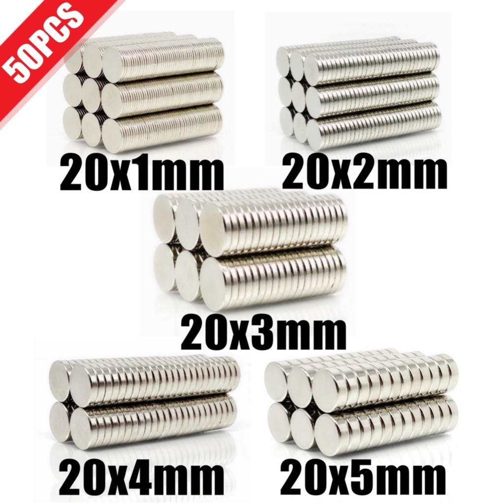 ⚜50Pcs N35 Round Magnet 20x1 20x2 20x3 20x4 20x5 Neodymium Magnet ...