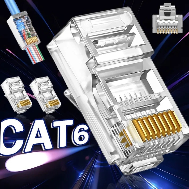 ♣CAT6 RJ45 Connectors Network Cable Modular Plug Network Adapters ...