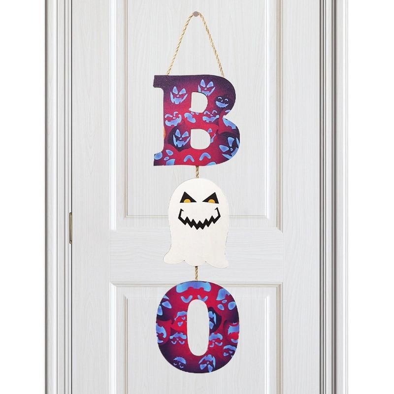 Halloween Boo Sign For Front Door Wood Door Wall Fall Decor With A Rope ...