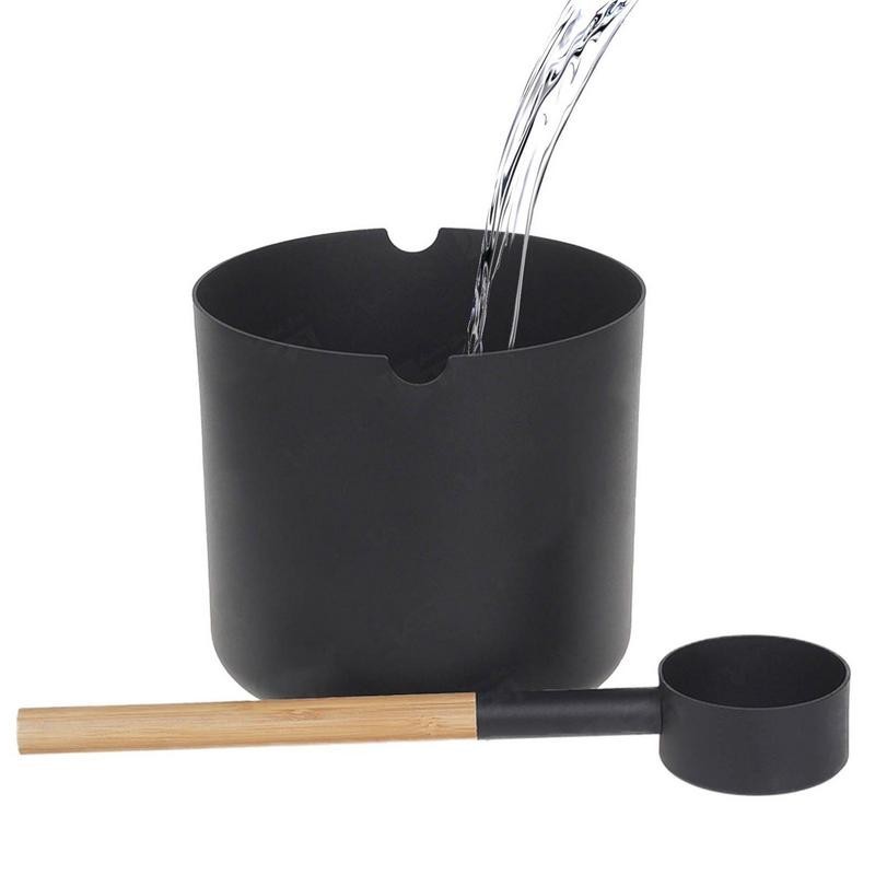7L Handmade Sauna Bucket aluminum spoon black perforated grooved bucket ...