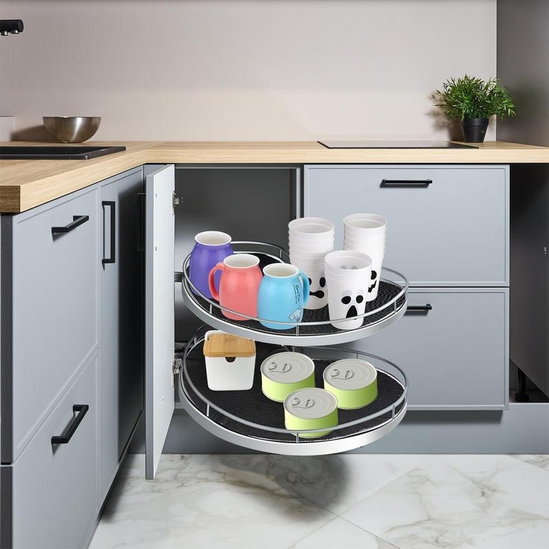 Cabinet Turntable Liner Kitchen Cabinet Liner Pre-Cut Round Corner ...
