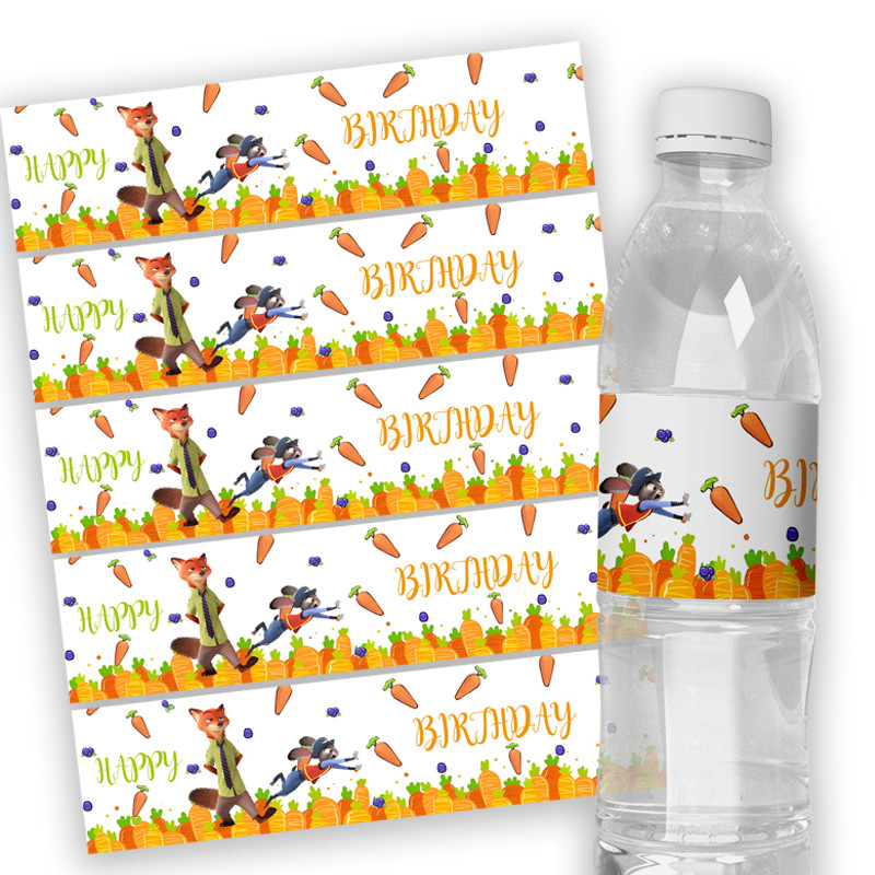 ♥6pcs Custom Zootopia Personalized Water Bottle Labels Nick Wilde Judy ...