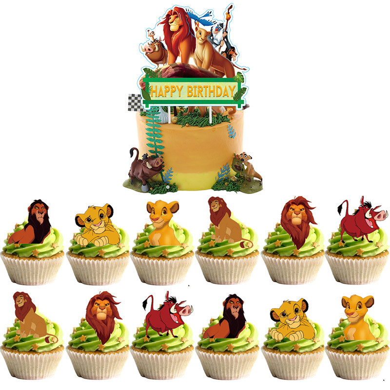 ☜Disney Lion King Simba Theme Party Decorations Cup Cake Topper Decor ...