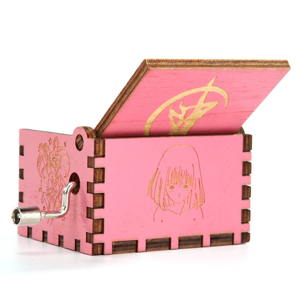 Retro Antique Wood Hand Cranked Music Box Manual Pink Beauty Girl ...