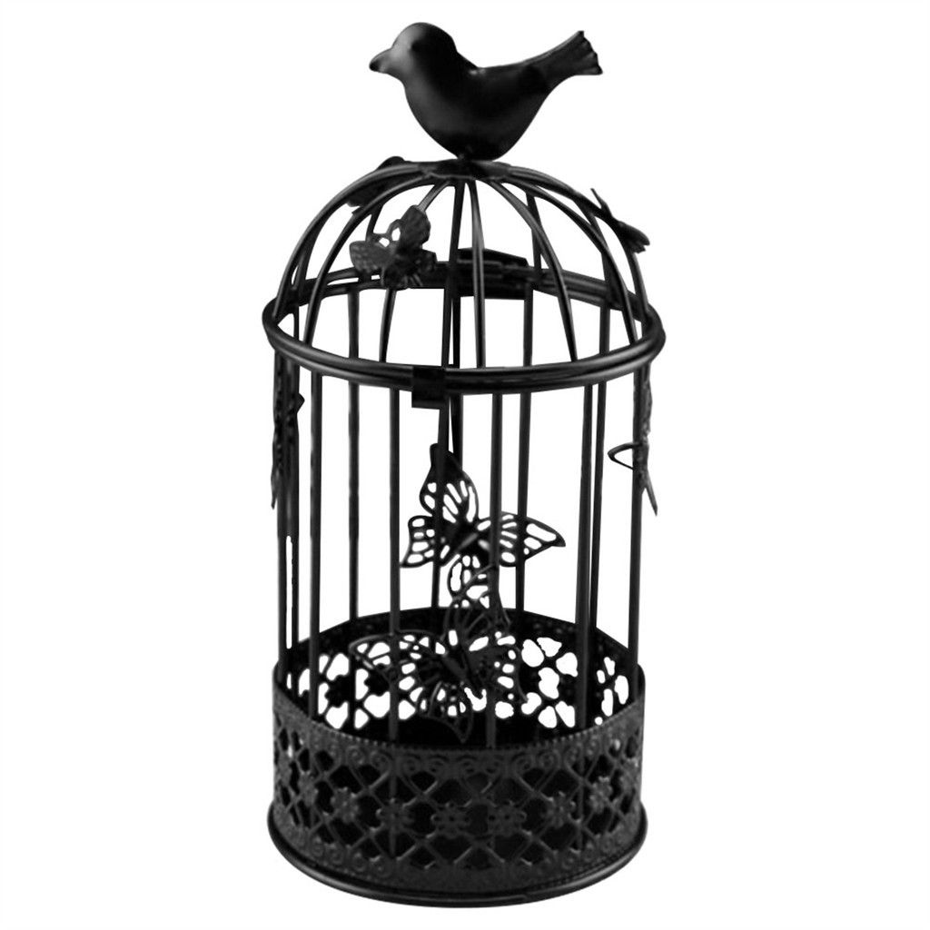 ⋚Iron Bird Cage Candle Holder Cutout Butterflies Hollow Vintage ...