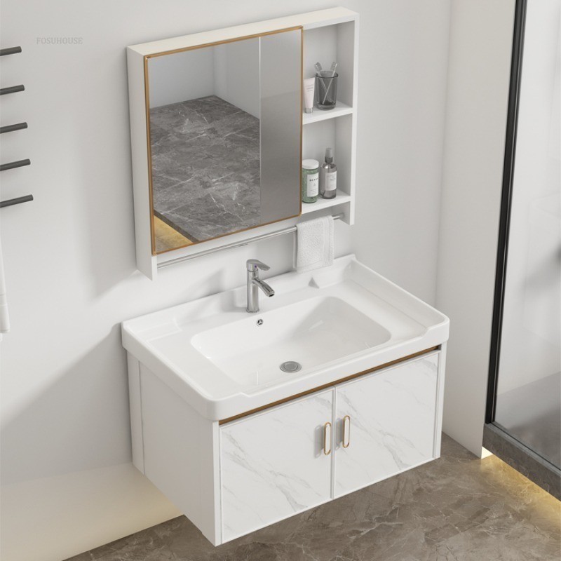 ☞Modern space aluminum bathroom Furniture ceramic wash basin cabinets ...