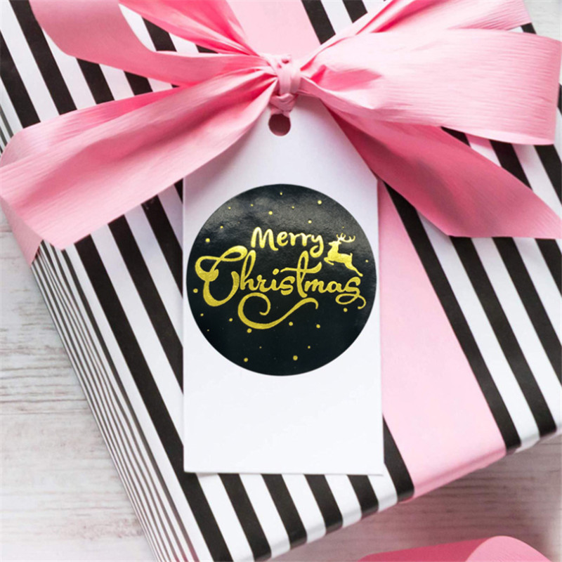 Merry Christmas sticker labels 500 pcs roll round gift packing ...