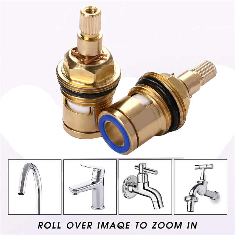 ZYAMY 2-Piece Brass & Ceramic Stem Cartridge – 20 Teeth, Quarter Turn 1/2″ G Thread, Hot & Cold (Clockwise & Counterclockwise), For Kitchen & Bathroom Faucet Repair