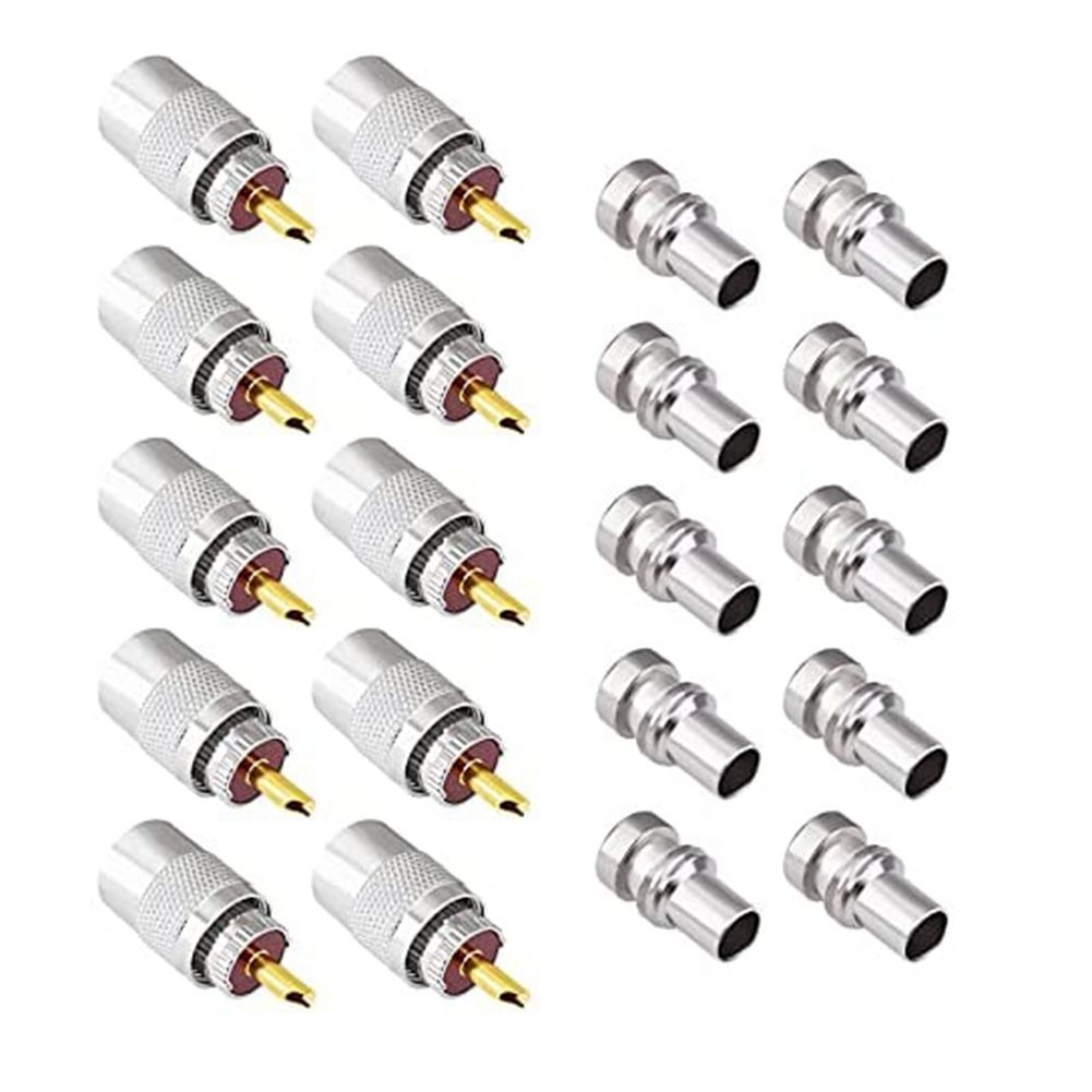 ★PL-259 Coaxial Connectors UHF Male Solder Connector Plug 50 Ohm Coax ...
