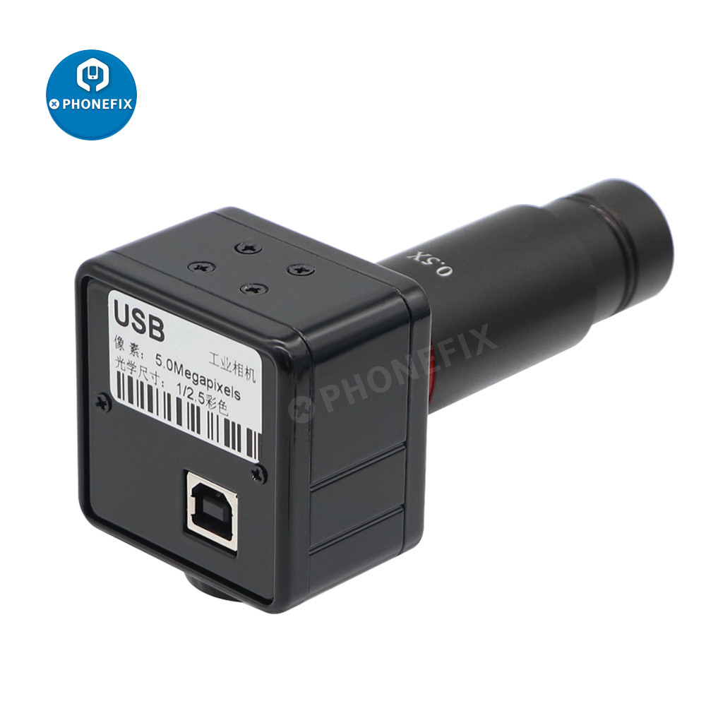 5MP CMOS USB Microscope Camera Digital Electronic 0.5X Eyepiece C-Mount ...