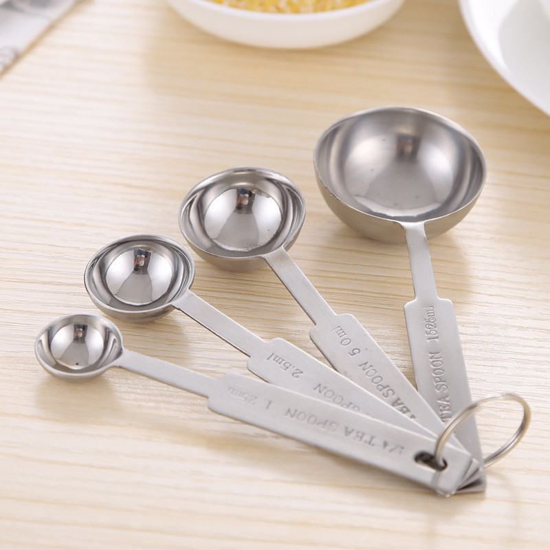4Pcs/set Stainless Steel Measuring Spoon Coffee Powder Spice Measure ...