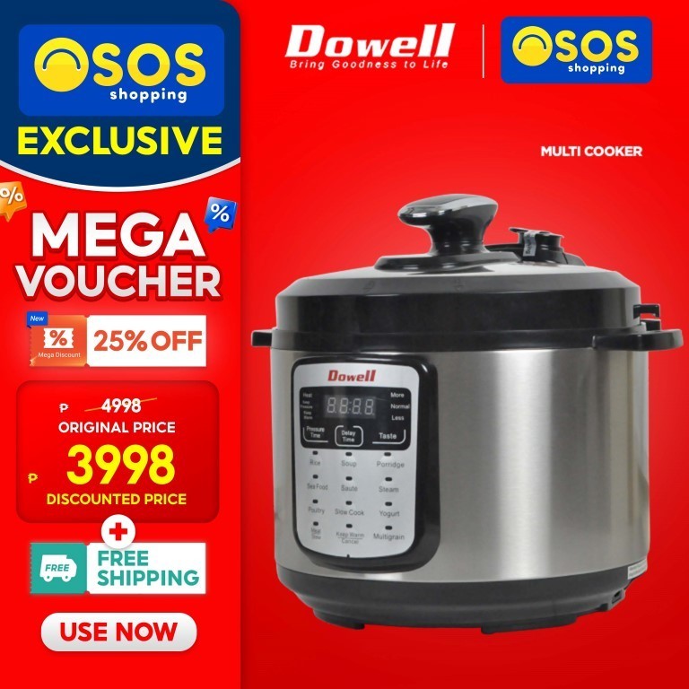 DOWELL Original 5L 6in1 MultiCooking Electric Pressure Cooker w/ 12