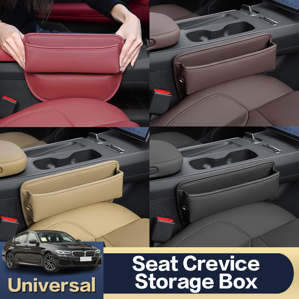 Car Seat Crevice-Storage Organiser-2x Black Plastic Box-Front