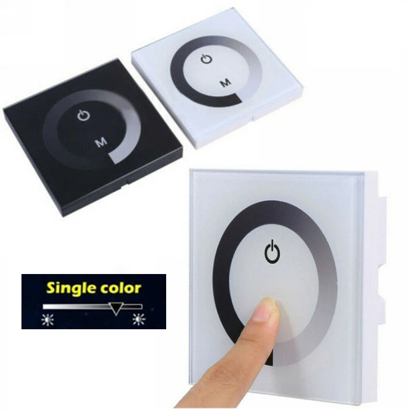 12V-24V Touch Switch Black Glass Panel Switch LED Light Dimmer ...