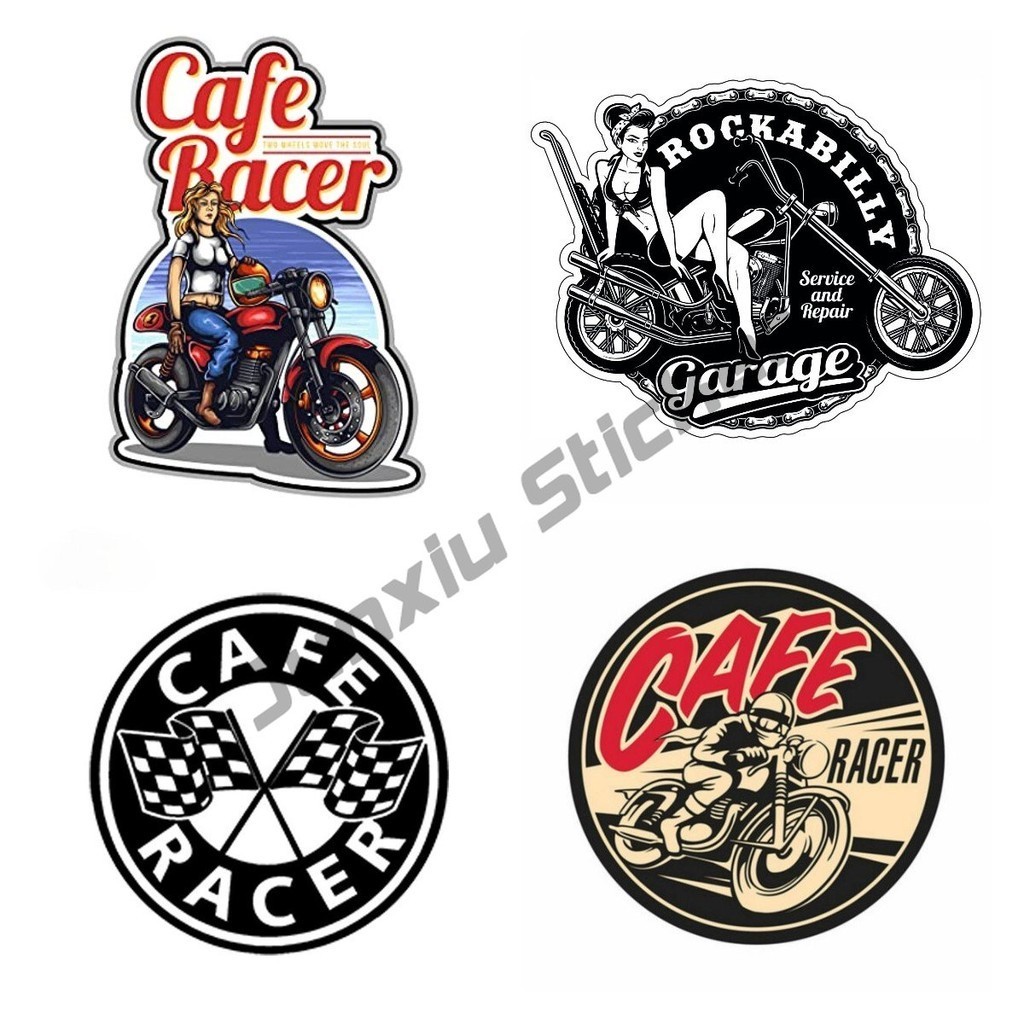 ★CAFE RACER Vinyl Decal Clubman Bars Sticker SPADE Vintage Motorcycle ...
