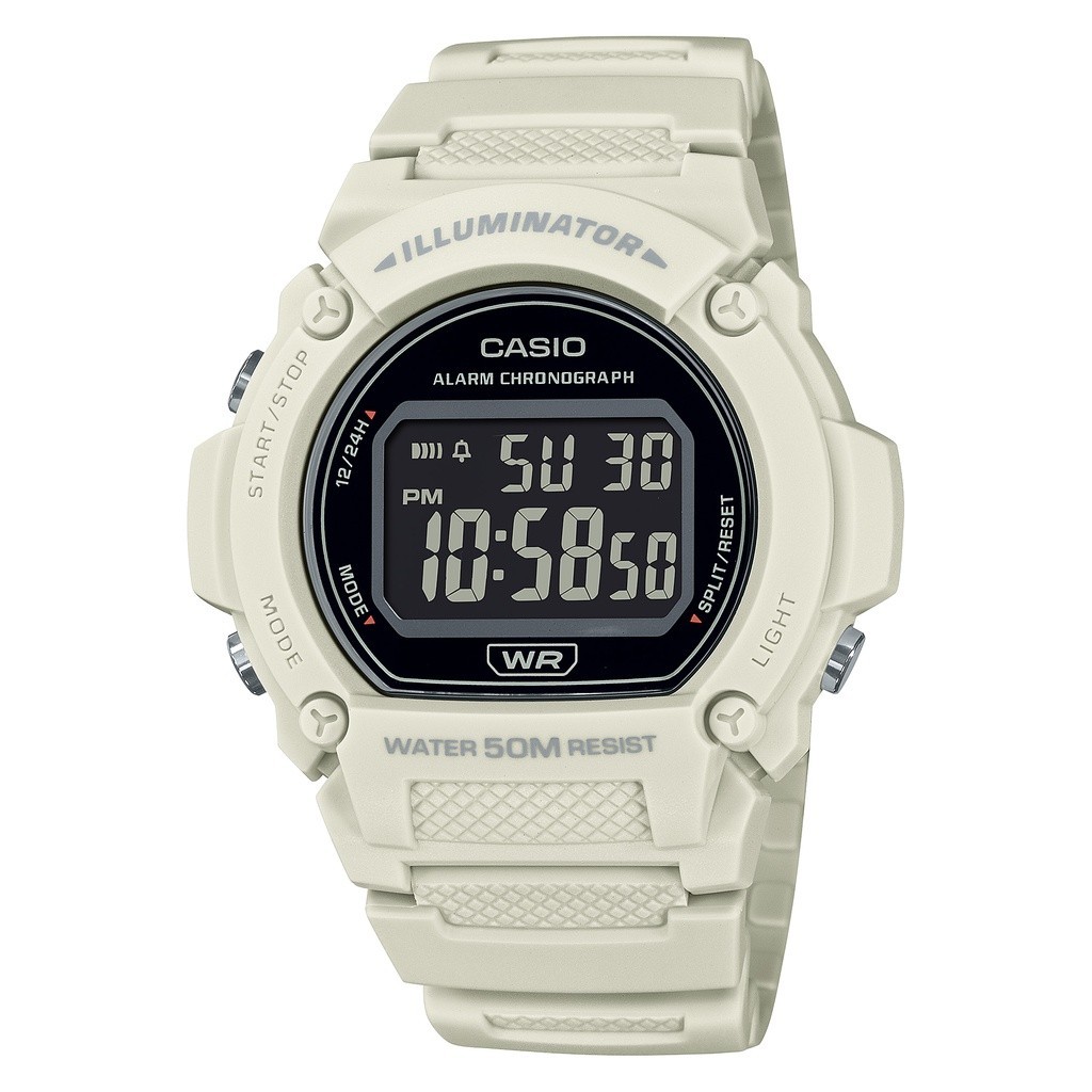 Casio W 219HC 8BVDF White Resin Strap 50 Meter Digital Watch Shopee Philippines