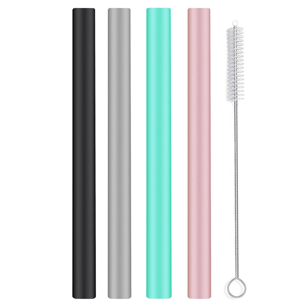 4 PCS Reusable Silicone Boba Straws, Extra Large Bubble Tea Smoothie ...
