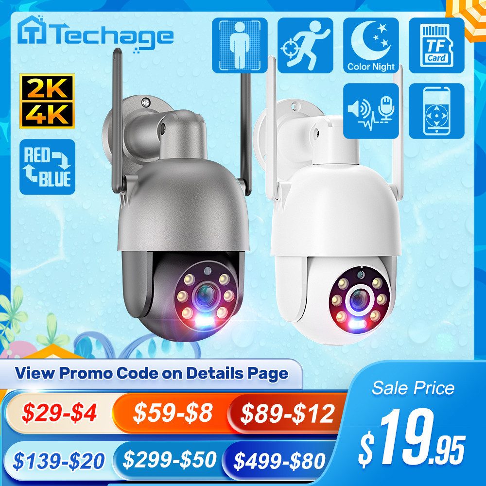 Techage 8MP 4K 2K PTZ Wireless IP Camera Video Security Surveillance ...