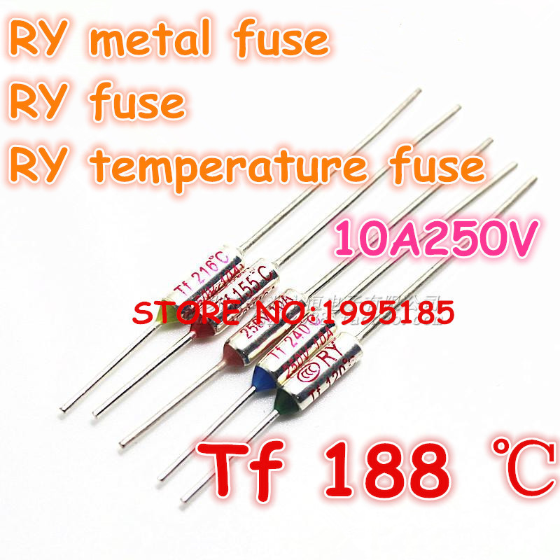RY 100pcs/lot New Micro thermal fuse 10A250V 188 Degrees 188 C Mini ...