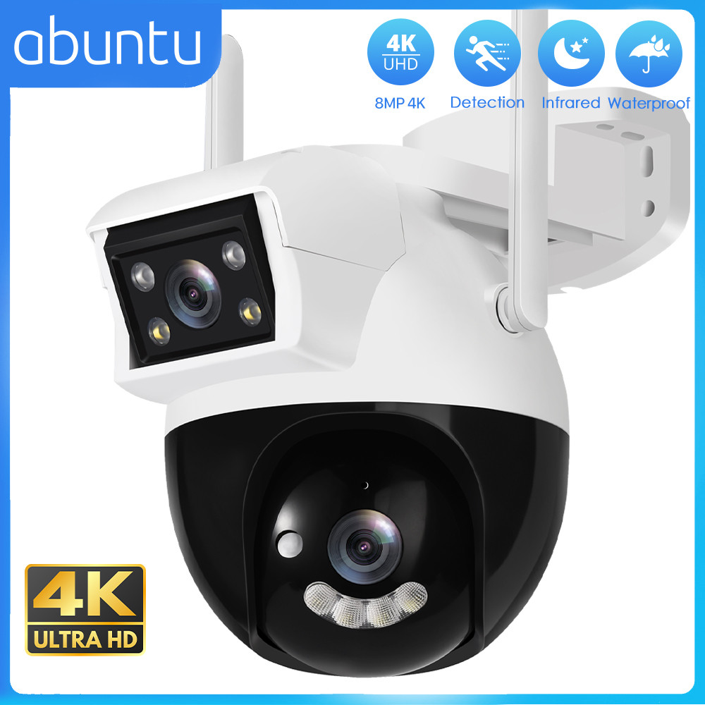 ♟8MP 4K Dual Screen Wifi Surveillance Camera 4MP IP66 Waterproof PTZ ...
