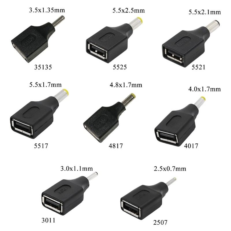 USB to Adapter, USB Female to 2.5 3.5 4.8 5.5mm Male Charging Convertor ...