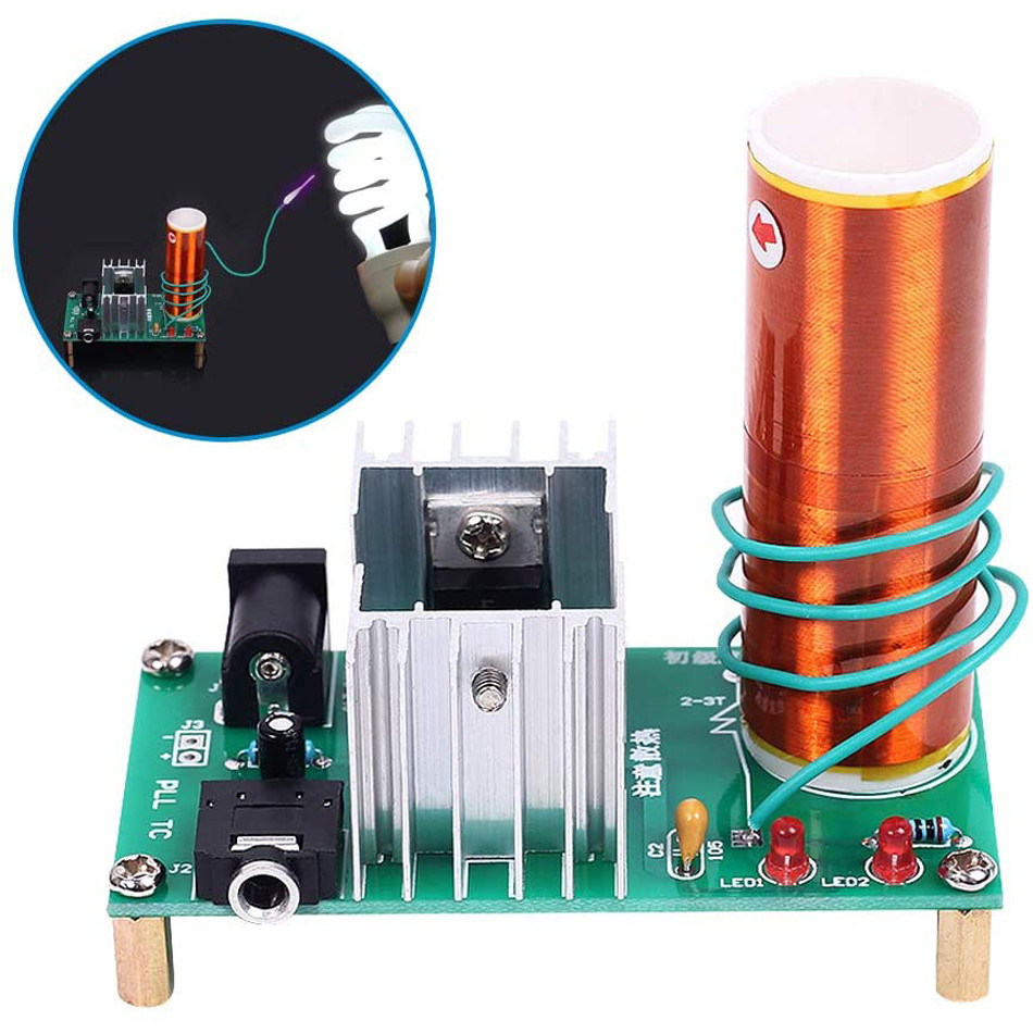 ♦Mini Tesla Coil DIY Kit DC 1524V 15W Tesla Music Coil Plasma Speaker