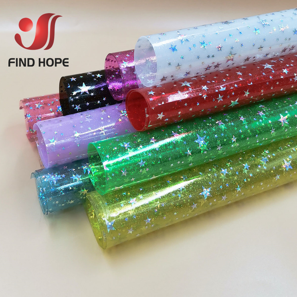 -10pcs Stars Iridescent PVC Vinyl Fabric Transparent DIY Bag Bow Craft ...