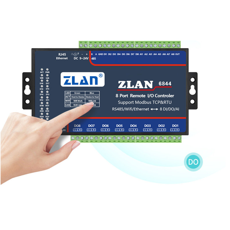 ♝Zlan6844 Rs485 Wifi Ethernet Rj45 8channel Di Ai Do Rs485 Modbus I/o ...