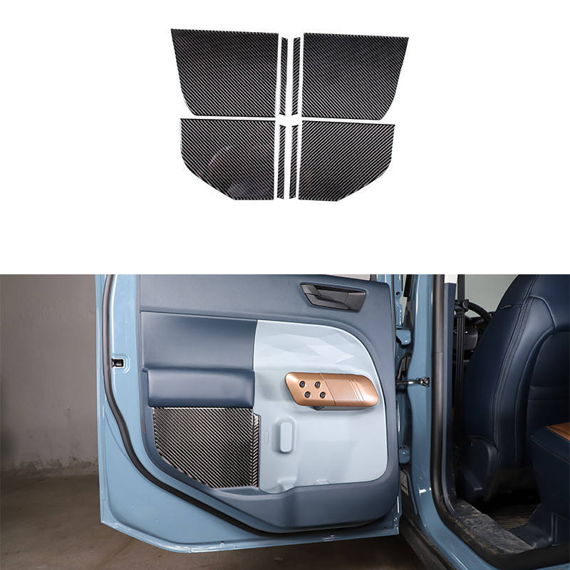 ☹Door Kickproof Panel Stickers,for 22 Ford Maverick Soft Carbon Fiber