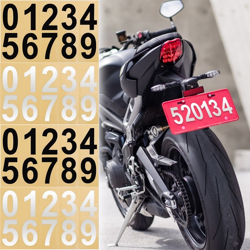 Car Reflective Licence Plate Stickers Waterproof Digital Number Labels ...