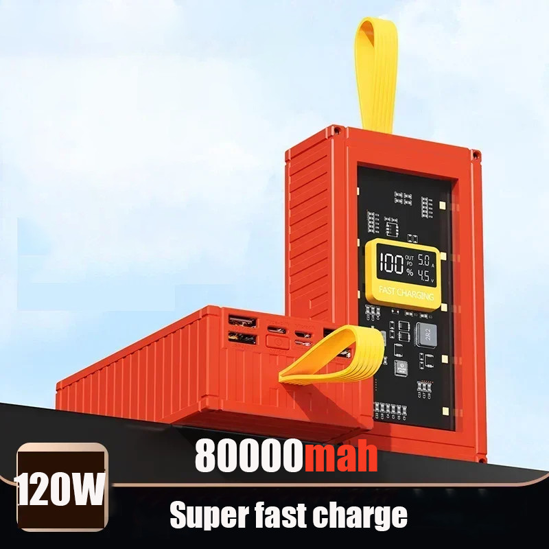 ♥80000mAh power bank 120W charger power bank large battery capacity