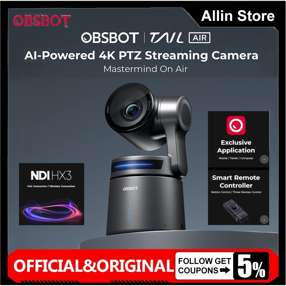 IN STOCK OBSBOT Tail Air NDI Streaming Camera 4K AI Tracking PTZ Camera ...
