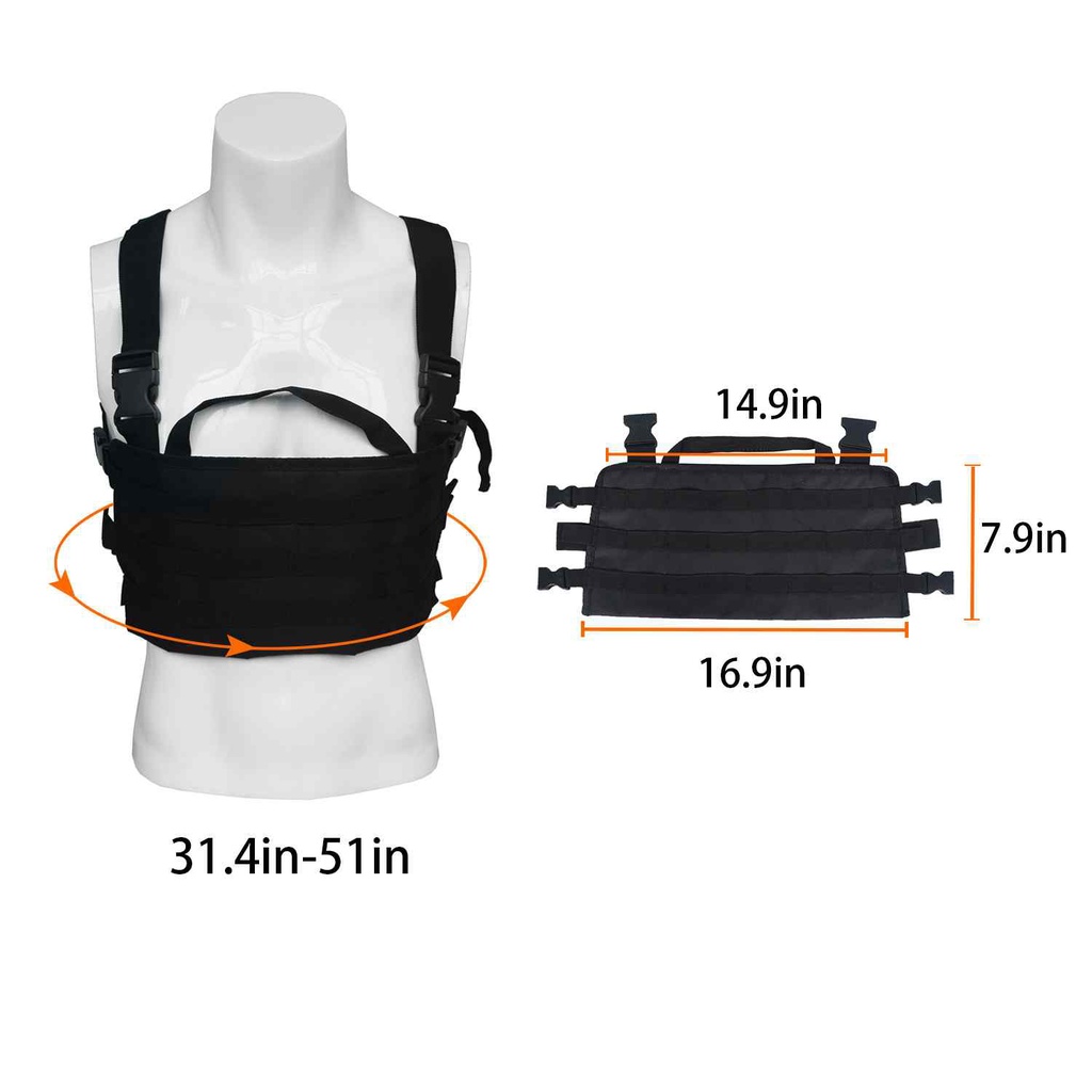 Tactical Molle Chest Rig Vest Gun Holster Platform Front Pack Magazine