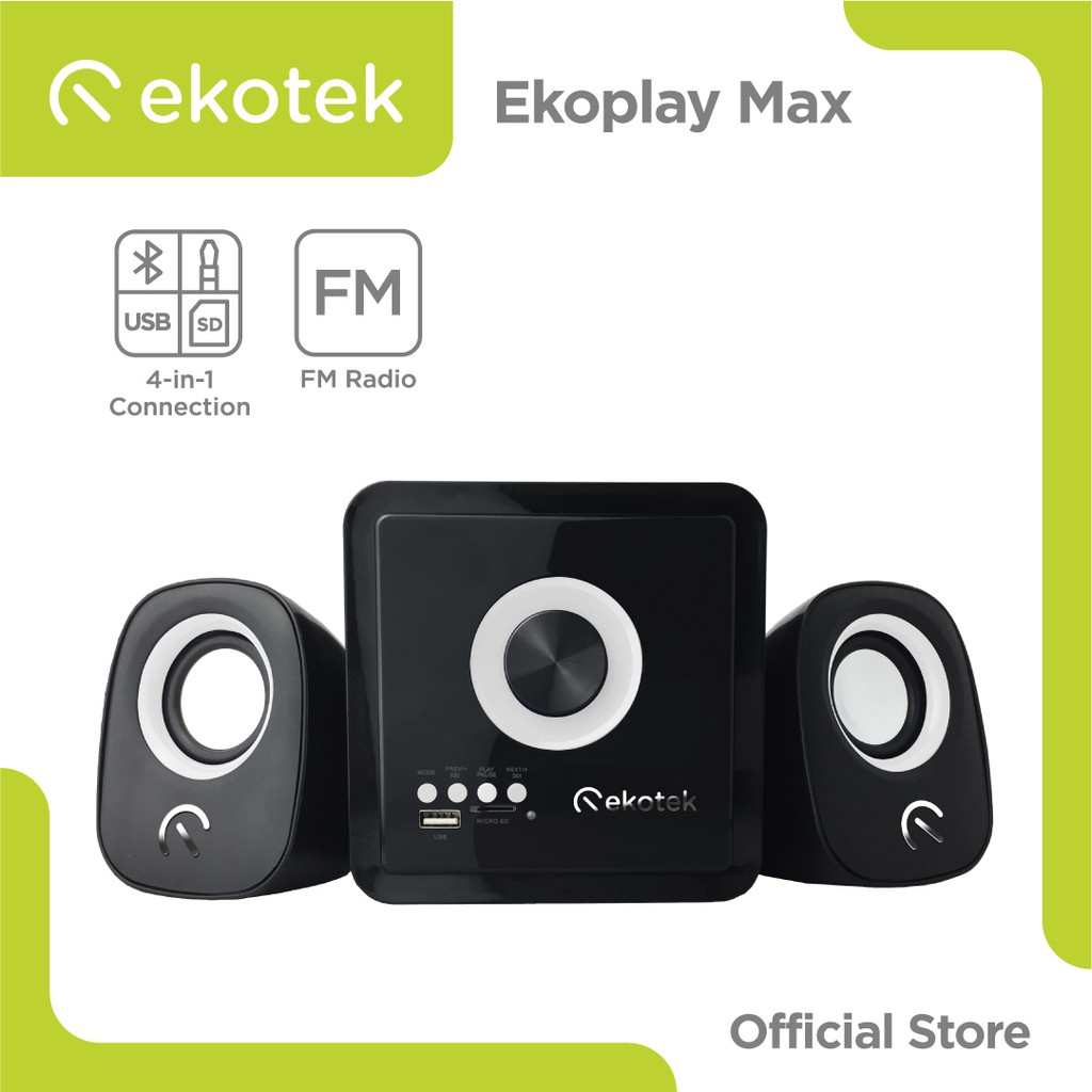Ekotek Ekoplay Max Desktop Bluetooth Speaker Subwoofer USB MicroSD Fm