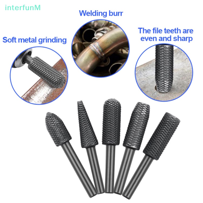 InterfunM] 5pcs Rotary Steel File Rasp Wood Drill Bits Burrs Metal