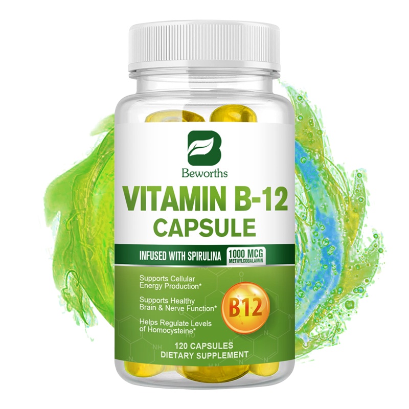 NEWKELLY NEW COD♦BEWORTHS Vitamin B12 Capsule 1000 Mcg Methyl B12 with Organic Spirulina