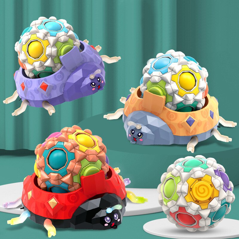Three in one children's rope pulling ladybug gyroscope massage Rubik's ...