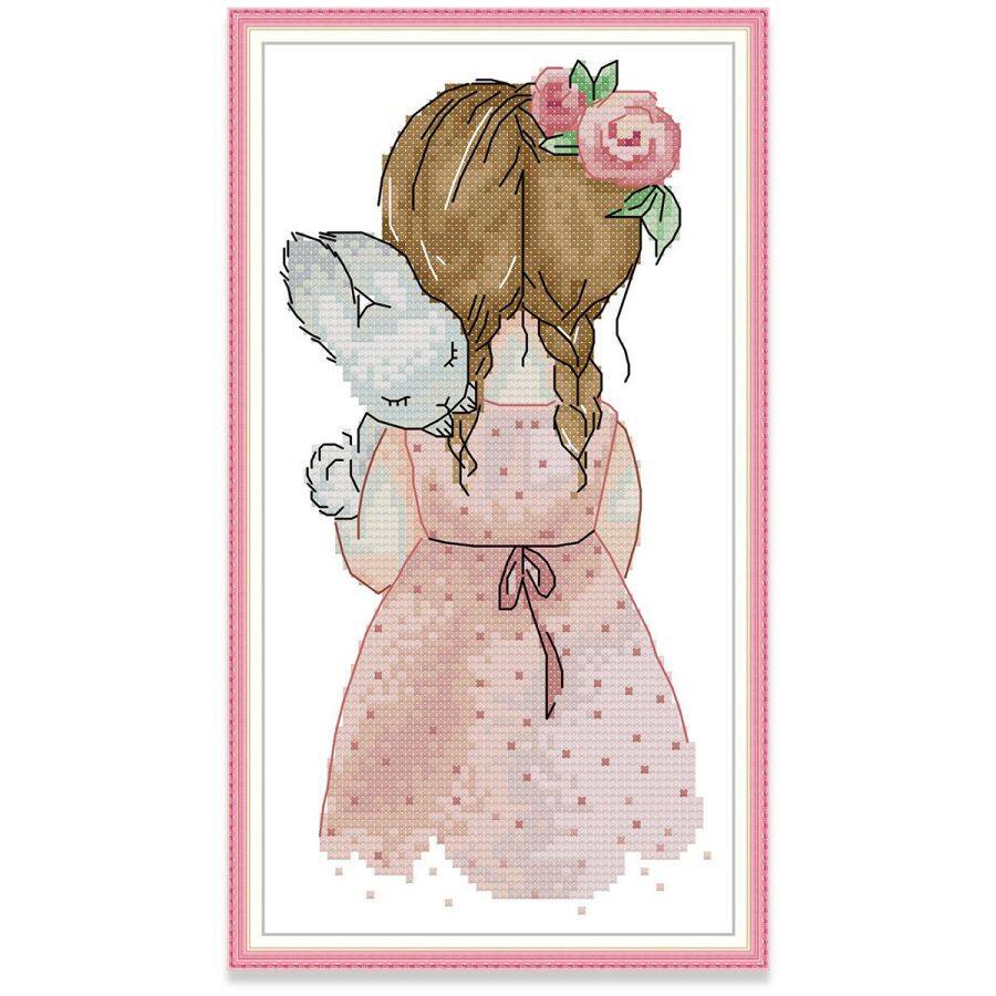 Cross Stitch Set, Baby Girl, Character, Printed/Unprinted, 14/11CT