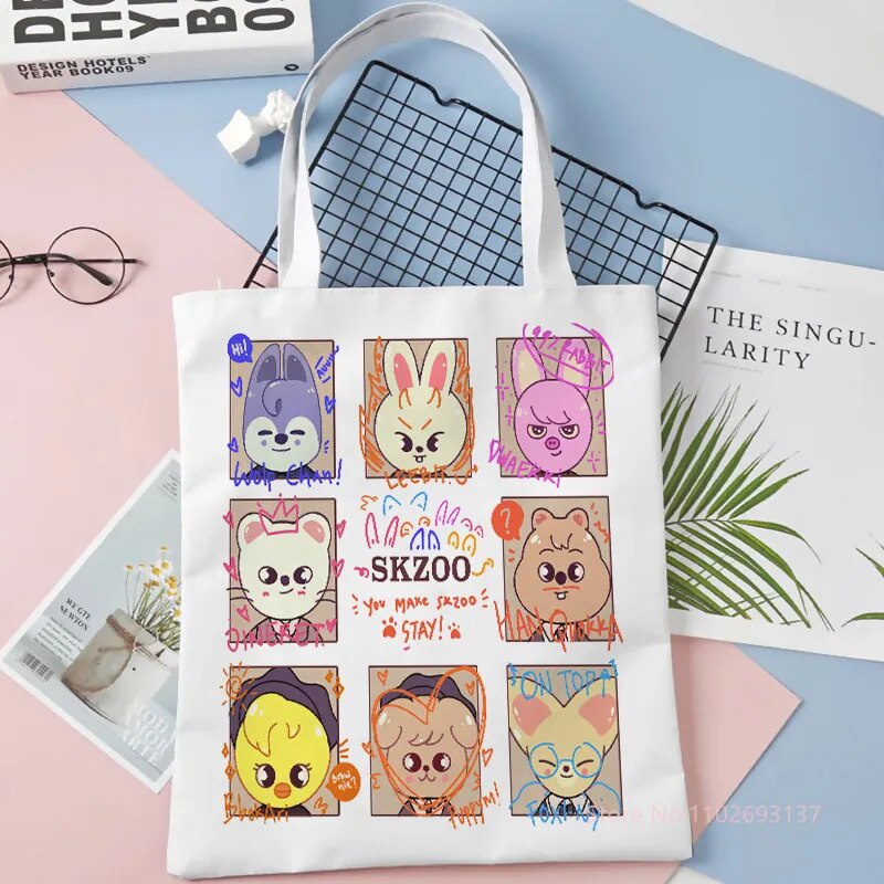 Tote Bag Stray Kids SKZOO - Borsa In Tela Kpop 38x34cm Per Fan