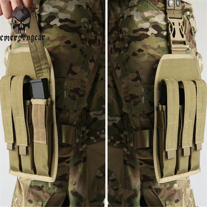 Emersongear MP7 Tactical Triple Magazine Pouch SET Drop Leg Thigh Mag ...