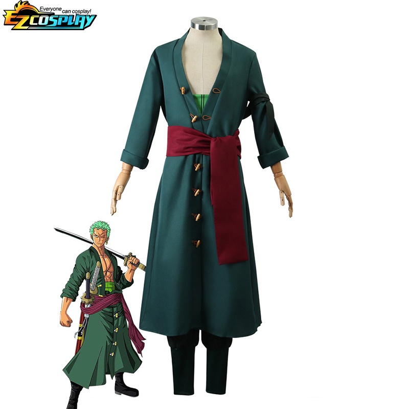 Roronoa Zoro Cosplay Costume Anime Kimono Robe Zoro Roronoa Green ...